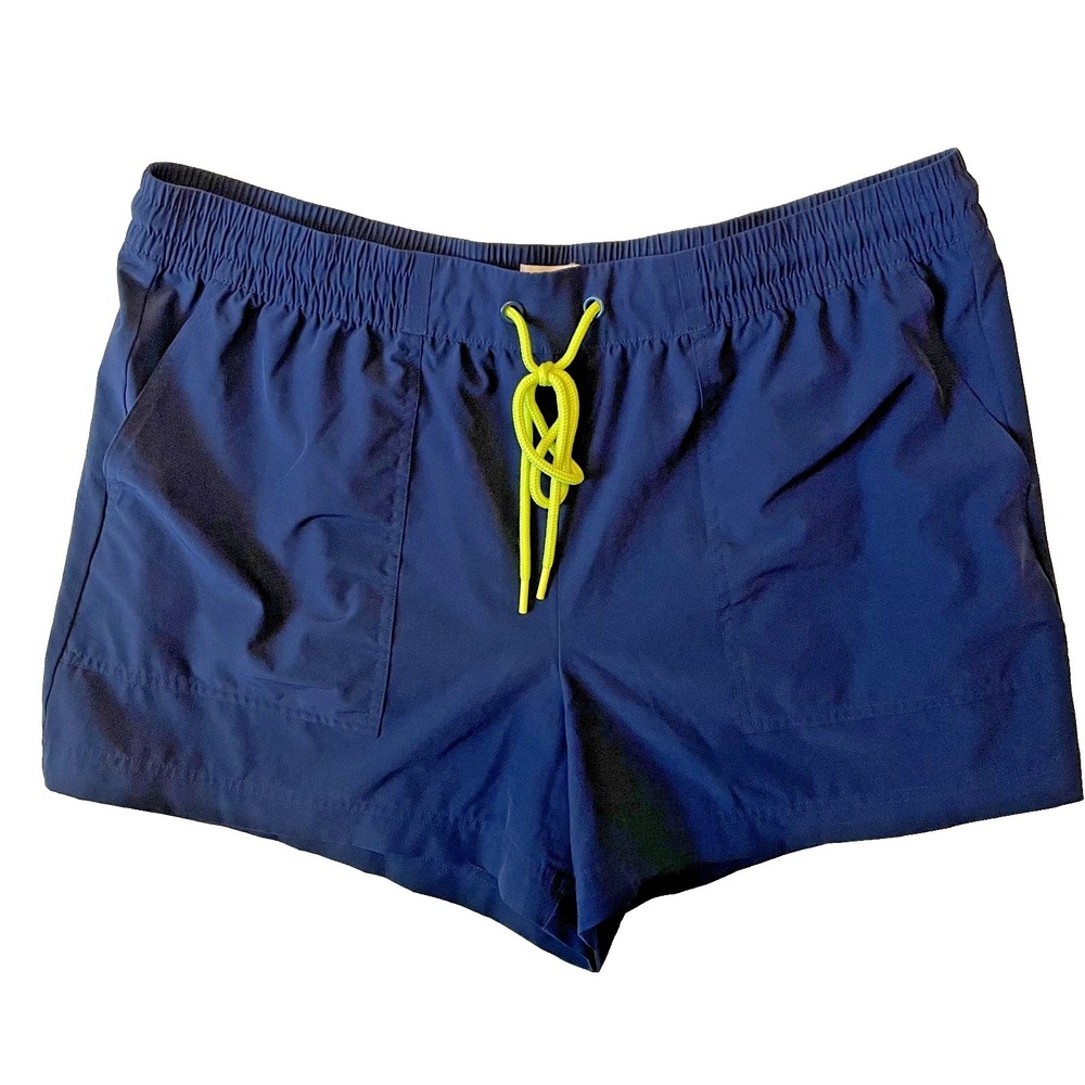 Lou & Grey Womens Elastic Waist Drawstring Navy Blue Stretch Beach Shorts, XL‎